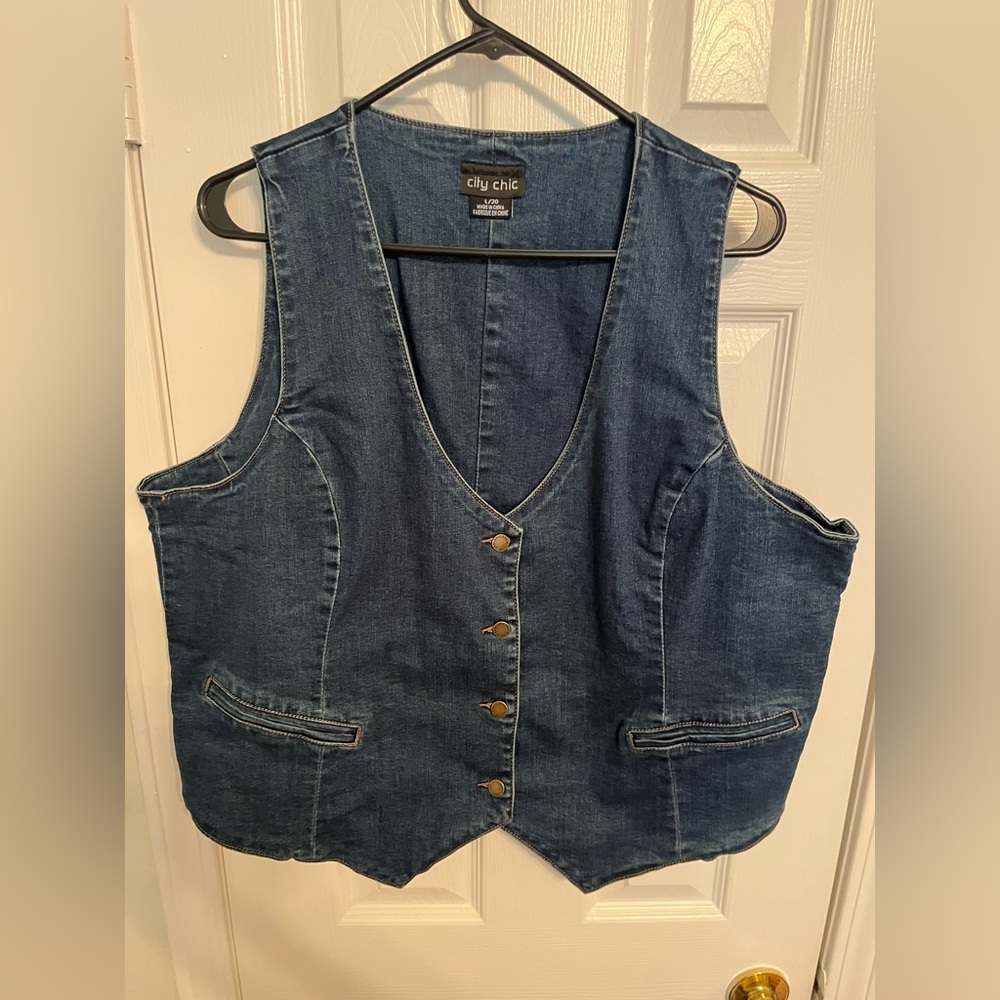 City Chic Dark Blue Denim Vest
